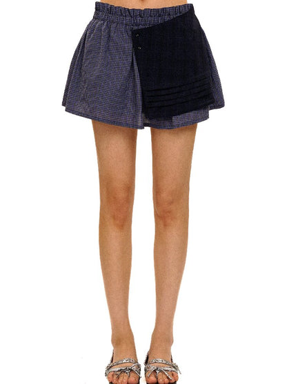 Tuck Pleated Faux Two-Piece Skirt【s0000017420】