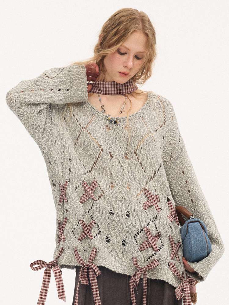 Strappy Rhombus Openwork Sweater【s0000015407】