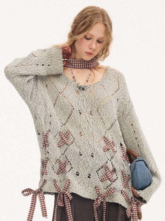 Strappy Rhombus Openwork Sweater【s0000015407】