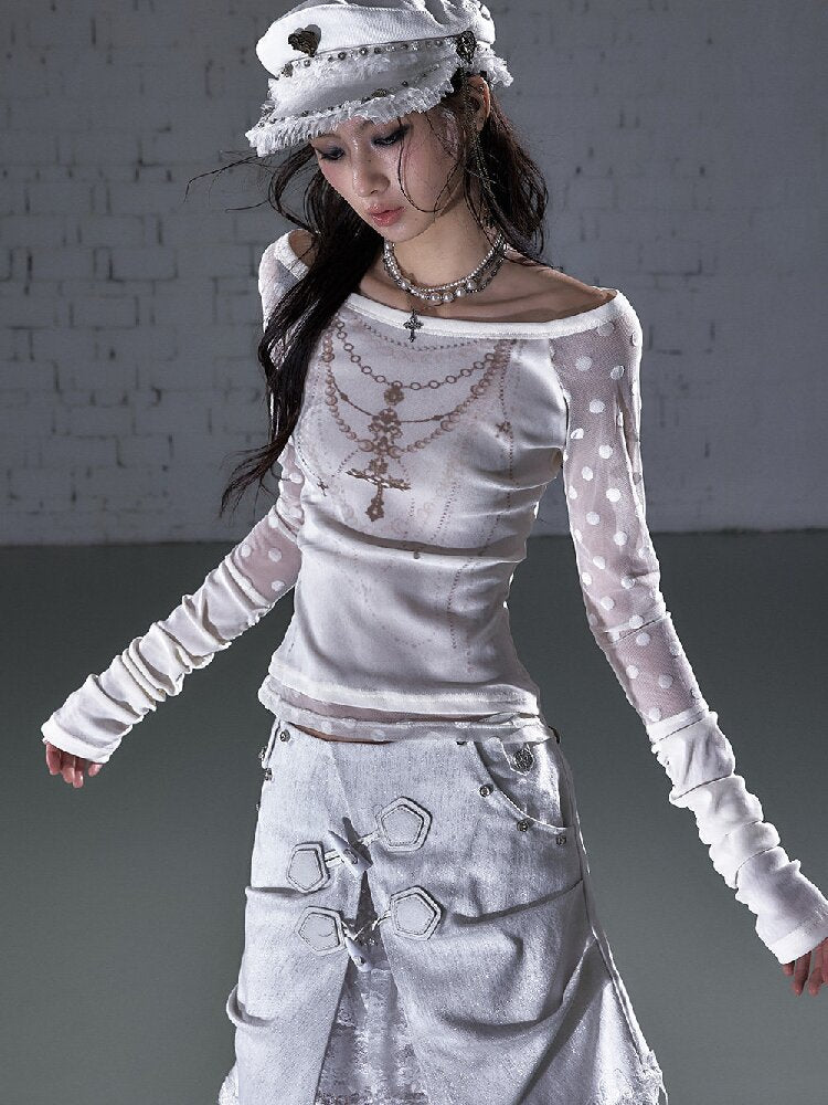 Baroque Wings Embroidered Slim Shirt【s0000015939】
