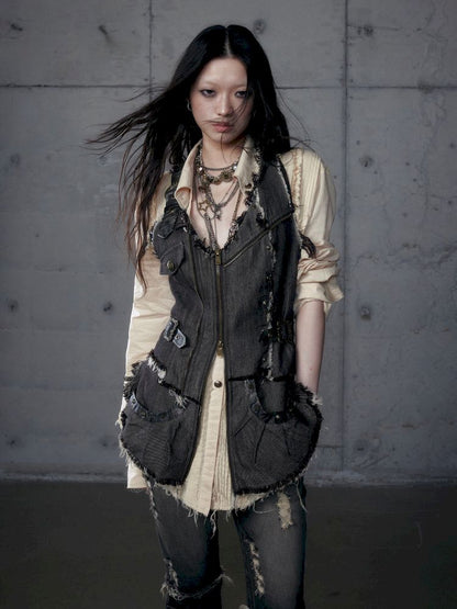 Stacked Waisted Irregular Vest【s0000013472】