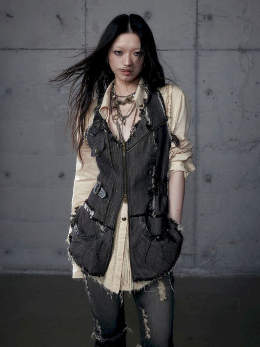 Stacked Waisted Irregular Vest【s0000013472】