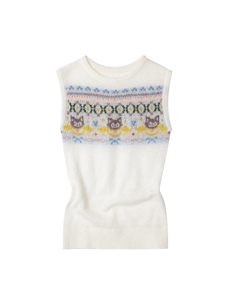 Fair Isle Jacquard Knit Vest Set【s0000015864】