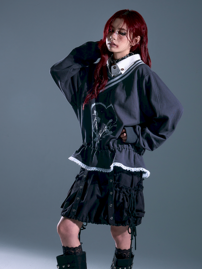 Drawstring Oversized Hoodie Top【s0000013912】