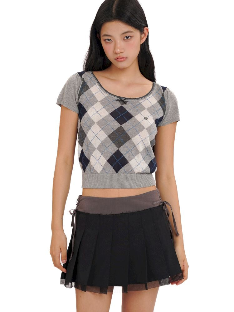 Bubble Sleeve Knit Short Sleeve Top【s0000013461】