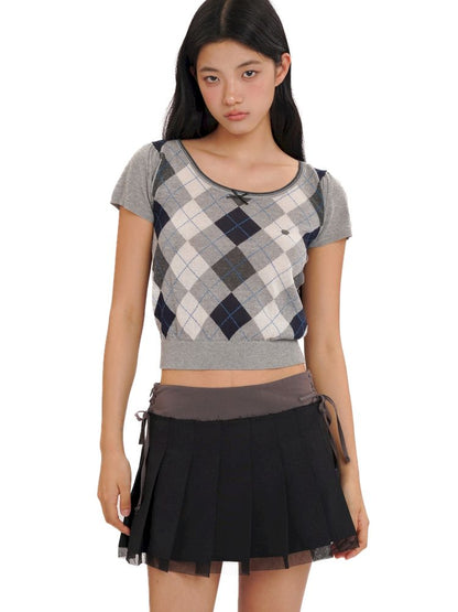 Bubble Sleeve Knit Short Sleeve Top【s0000013461】