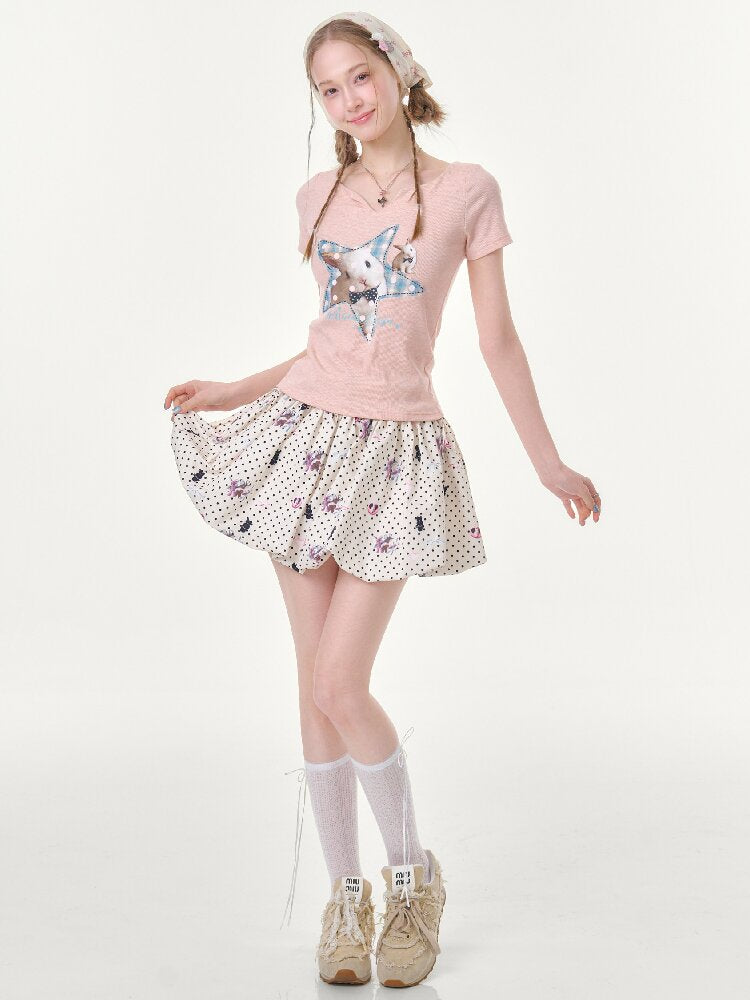 Rabbit Polka Dot Bud Pocket Skirt【s0000016624】