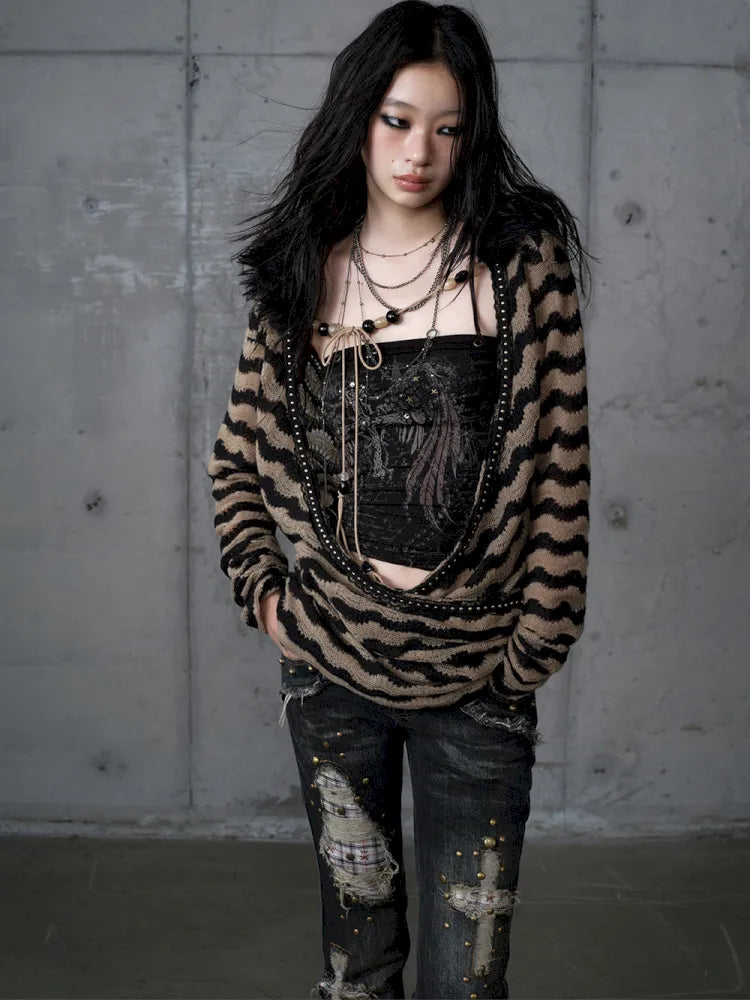 Two-Piece Set Striped Knit Top【s0000013953】