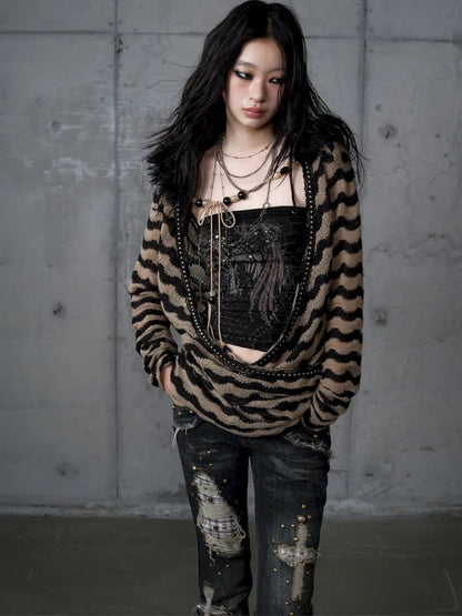 Two-Piece Set Striped Knit Top【s0000013953】