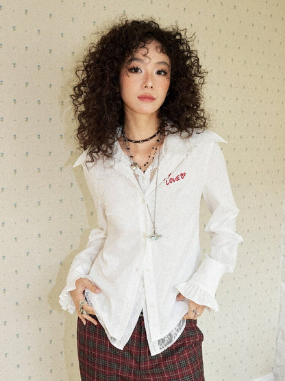 Fake Two-Piece Lace Printed Shirt【s0000017902】