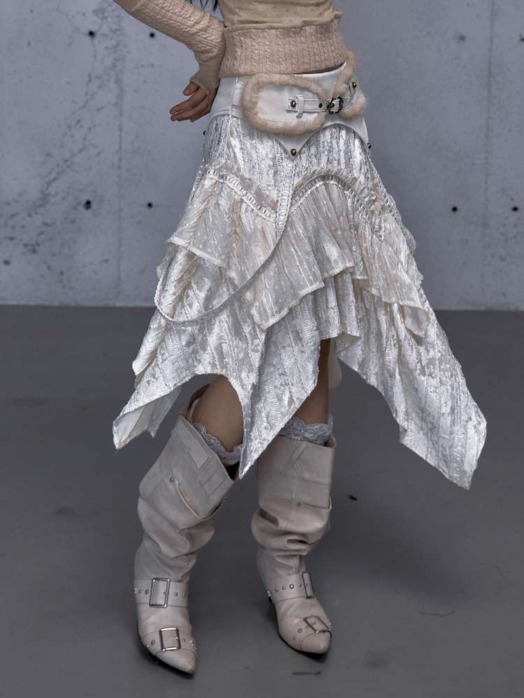 Vintage Lace Irregular Velvet Skirt【s0000014930】