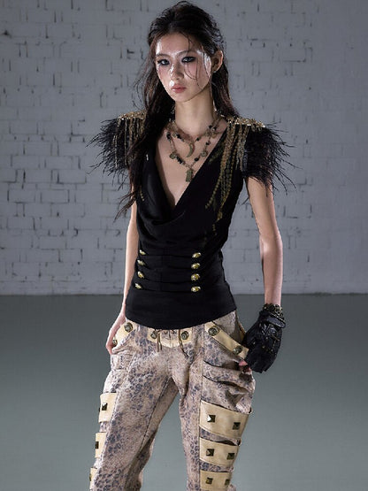 Parched Ostrich Feather Vest【s0000016200】