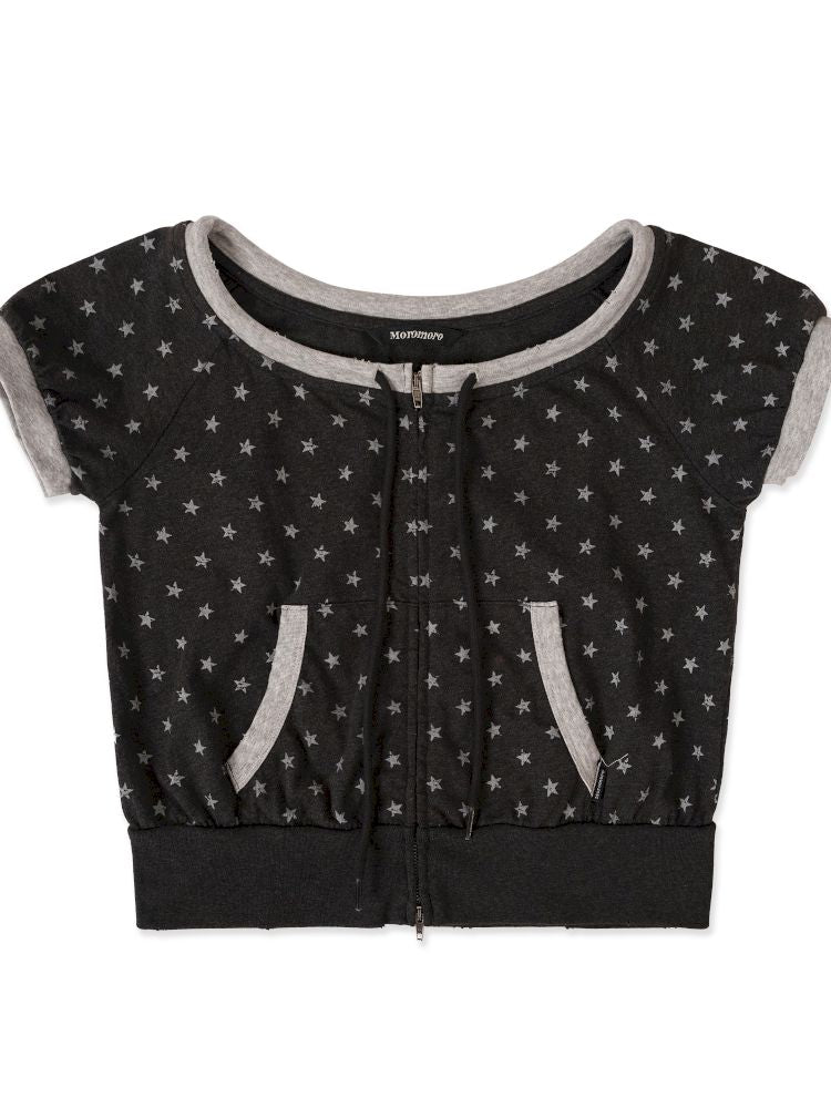 Double zipper one shoulder short sleeve t-shirt【s0000013430】