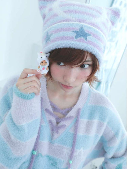 Ghost Horse Star Stripe Double-Sided Knit Hat【s0000014689】