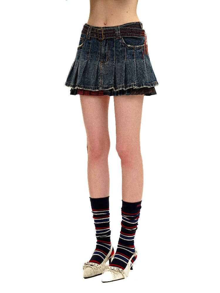 Vintage Denim Fringe Jacket Skirt【s0000016091】