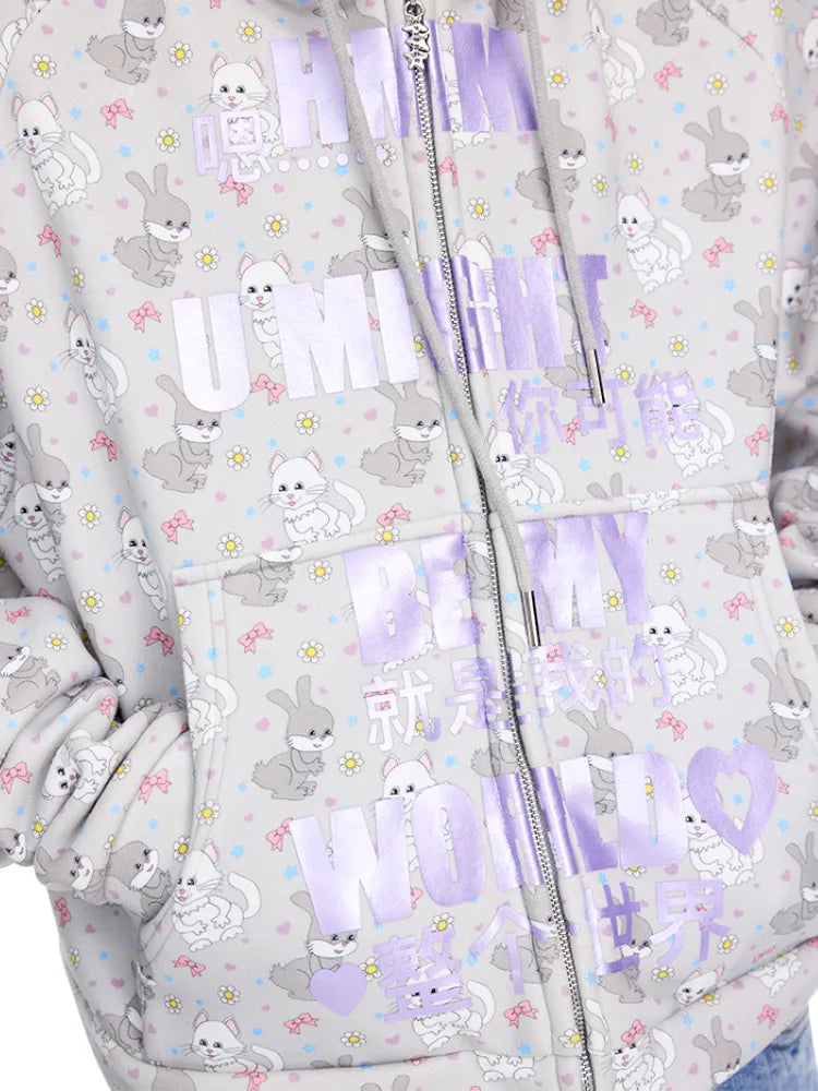 Print Lace-Trimmed Sweatshirt【s0000014094】
