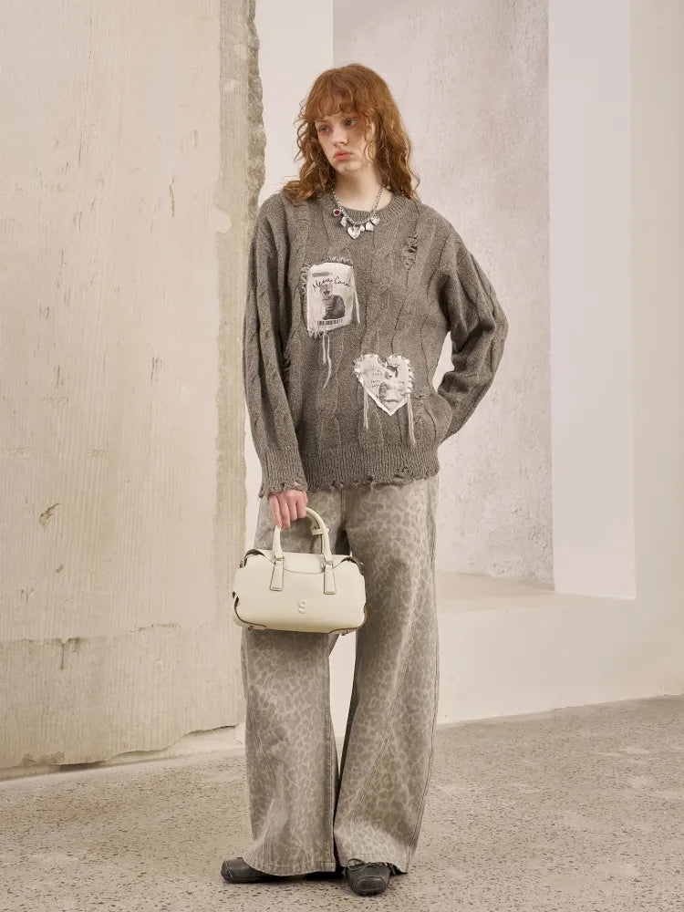 Long Sleeve Oversized Cable-Knit Pullover Sweater【s0000014051】