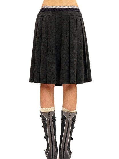 Linen Satin Panel Plaid Skirt【s0000016070】