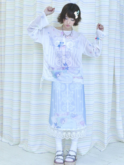 Mesh Long Sleeve Cover-Up T-Shirt【s0000017478】