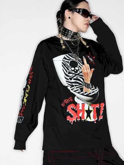 Hipster Middle Finger SHIT T-Shirt【s0000010266】