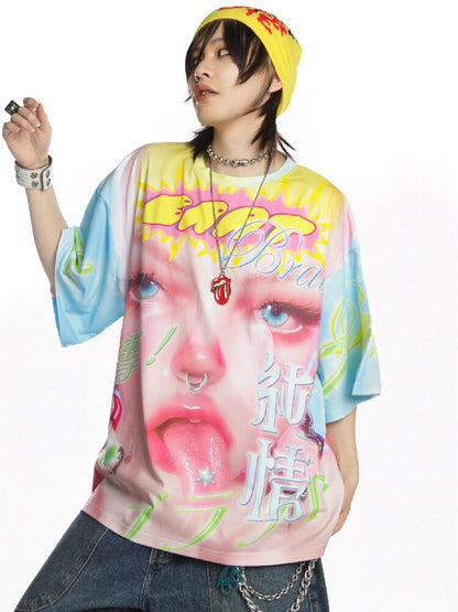 Dopamine Y2k Yabi Print T-shirt【s0000015890】