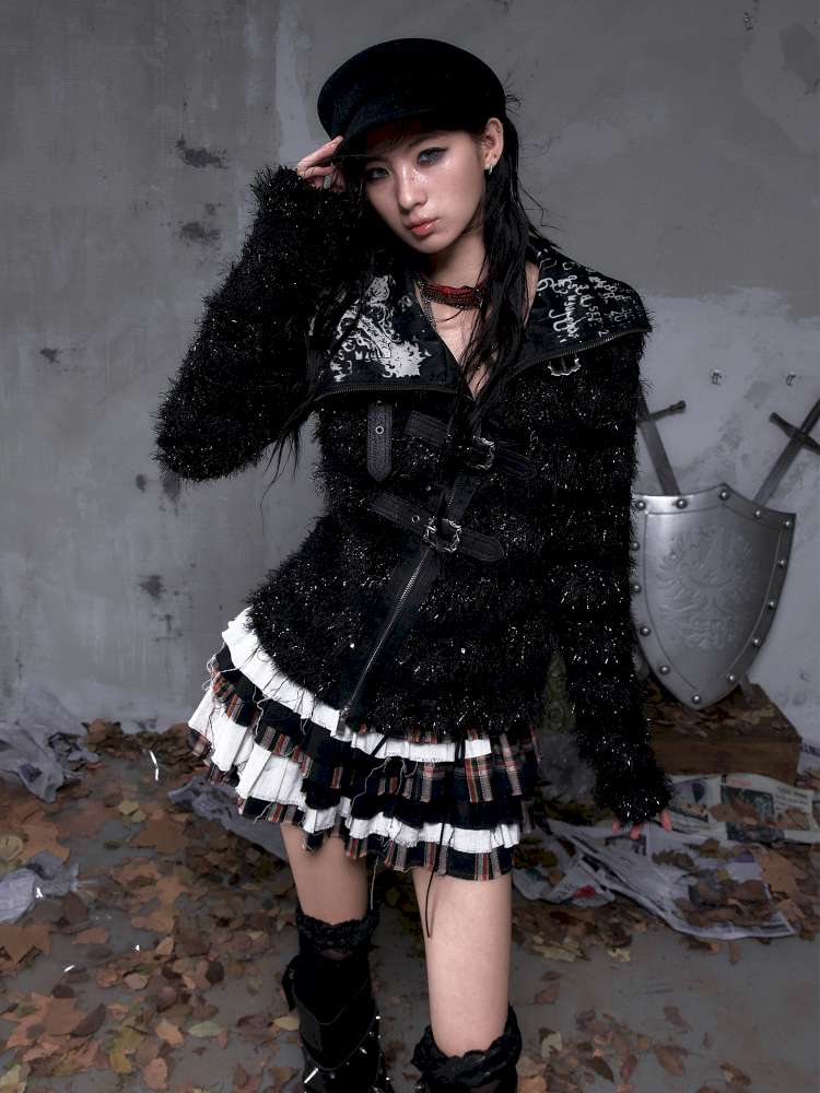 Leather Print Collared Coat【s0000014468】