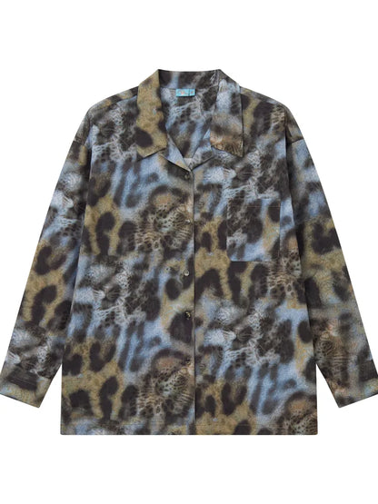 Leopard Print Cuban Collar Long-Sleeve Shirt【s0000013988】