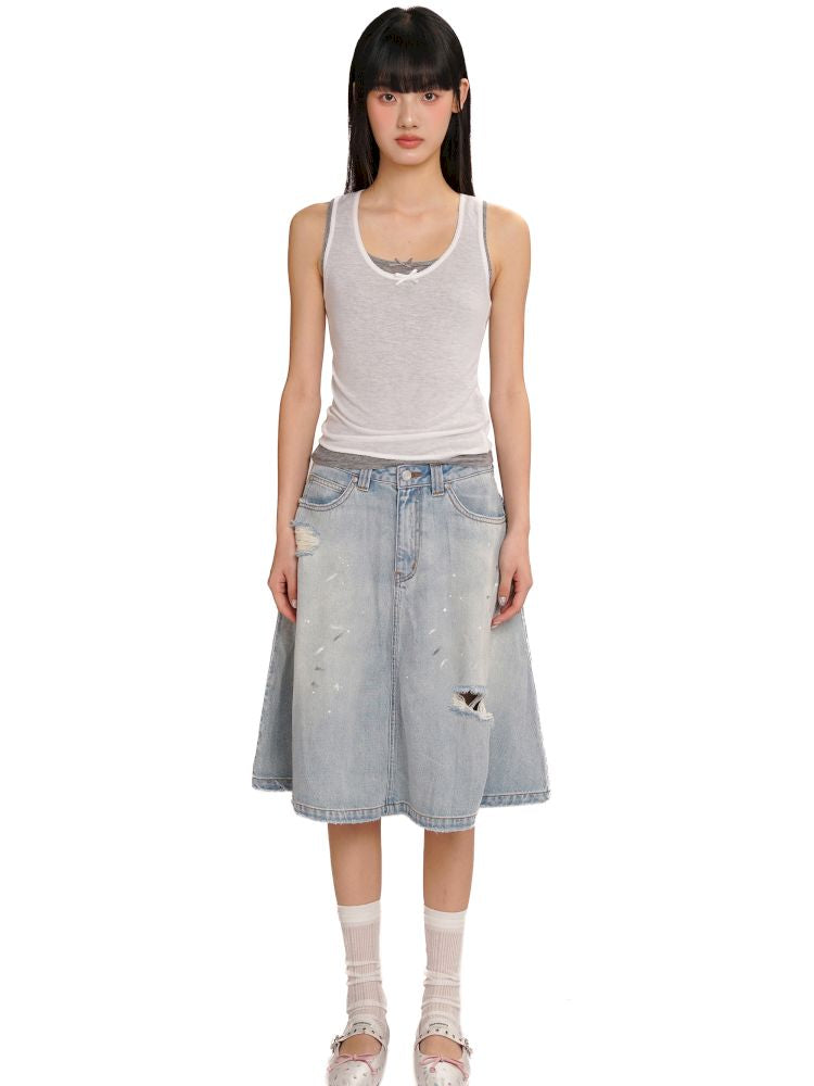 Lace bow casual lazy camisole undershirt【s0000013437】