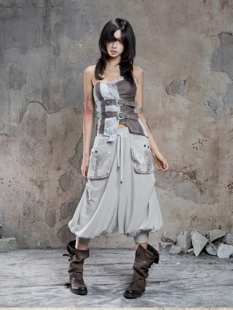 Cropped Wide-Leg Pocket Skirt【s0000014137】