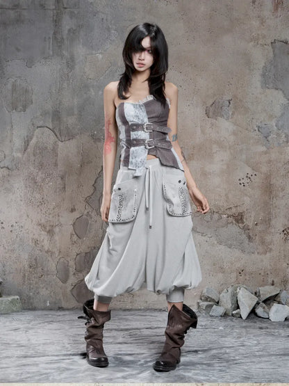 Cropped Wide-Leg Pocket Skirt【s0000014137】