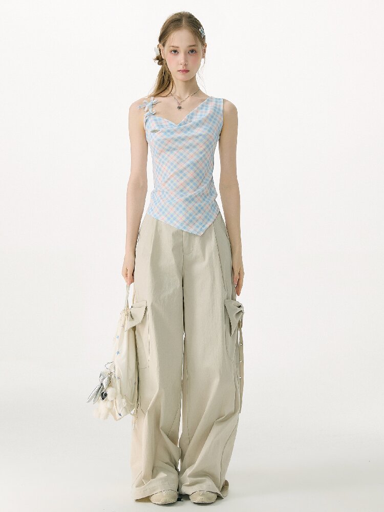 Summer Plaid Bow Vest Camisole【s0000017151】