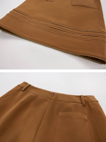 Large Pockets Leather Skirt【s0000014410】