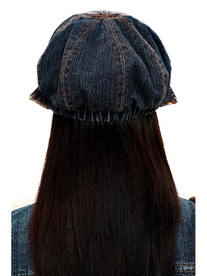 Big Bow Check Panelled Denim Hat【s0000016126】