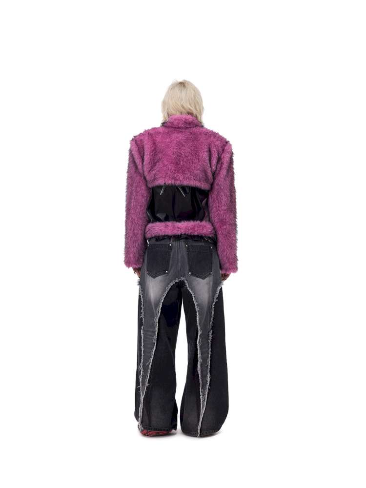 Gradient Fur Short Turtleneck Jacket【s0000015116】