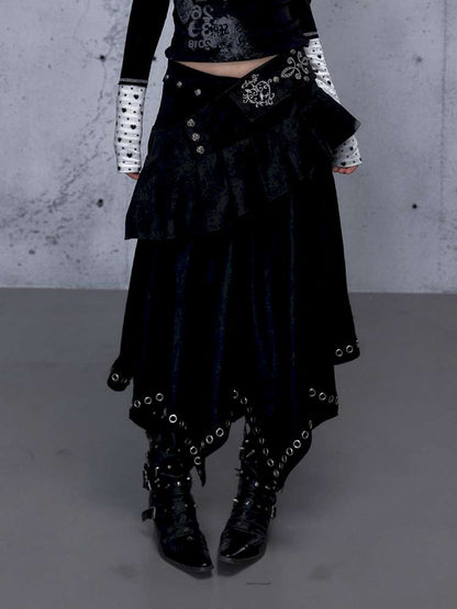 Dark Court Suede Irregular Skirt【s0000014919】