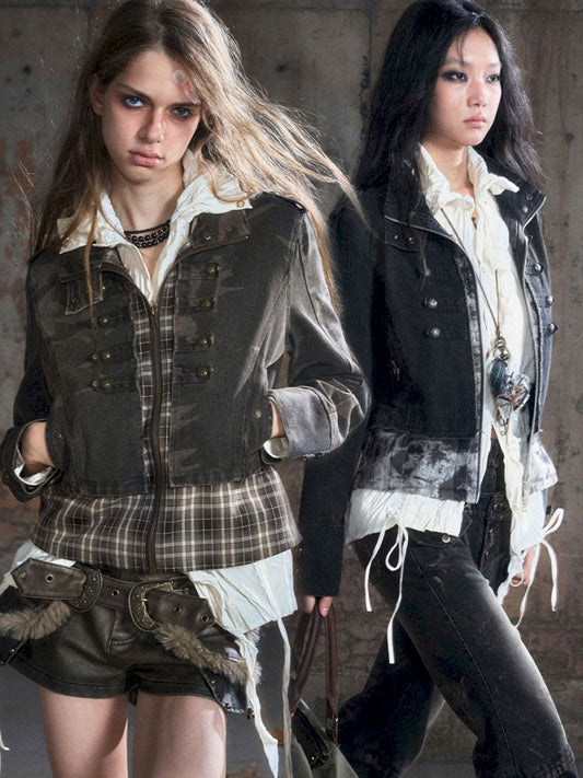 Standing collar zipper positive shoulder jacket【s0000013891】