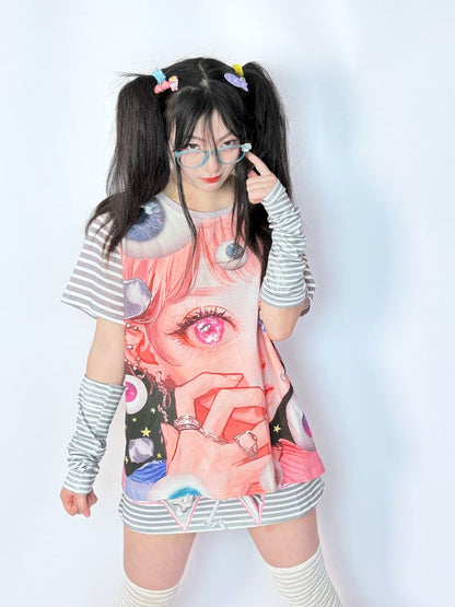 Y2k secondary subculture loose cotton T-shirt【s0000013285】