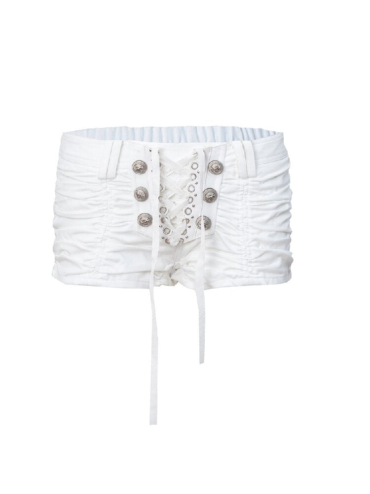 Vintage Metal Button Pleated Shorts【s0000015907】