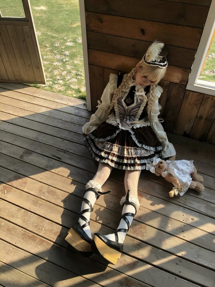 Bone Print Velvet Lace Corset Vest【s0000015613】