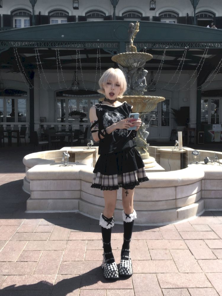 Cat Ear Hooded Skull Print Loose Dress【s0000012436】