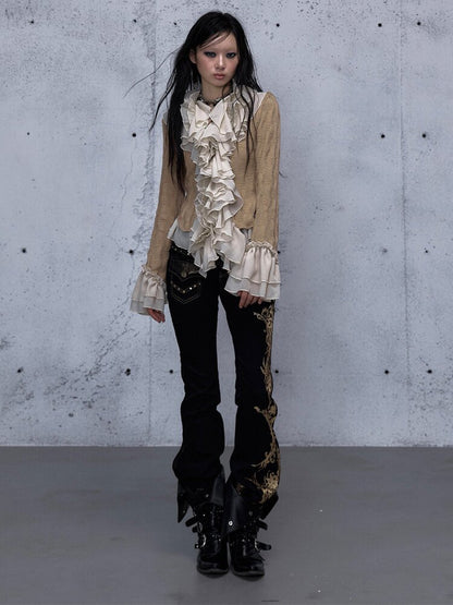 Ruffled Chiffon Flared Cardigan【s0000015548】