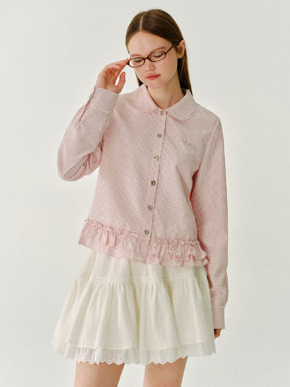 Doll Collar Solid Color Bow Flutter Shirt【s0000011963】