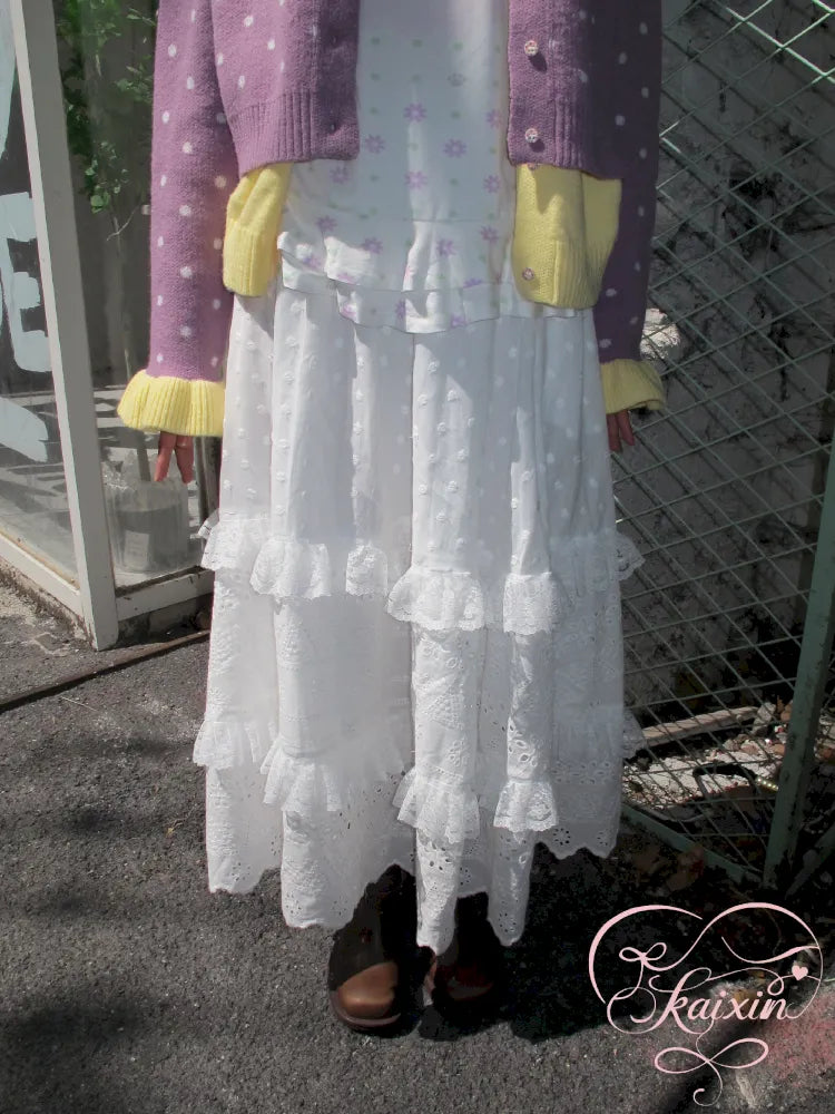 Patchwork Maxi Dress Cake-Style Skirt【s0000014166】