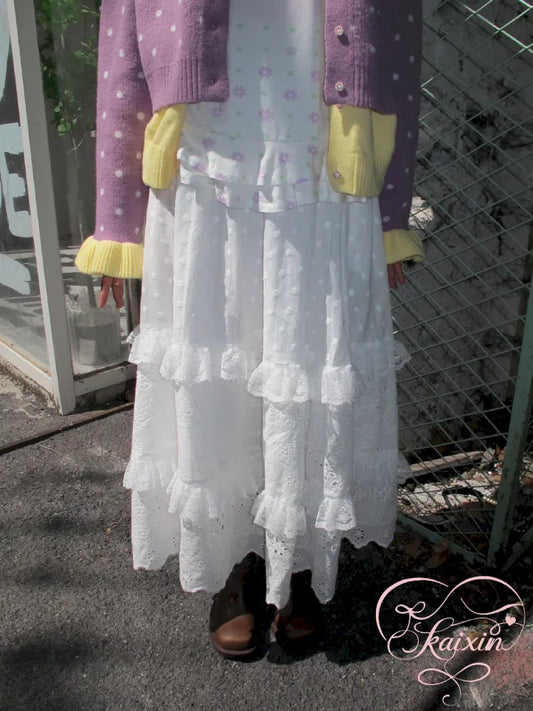 Patchwork Maxi Dress Cake-Style Skirt【s0000014166】