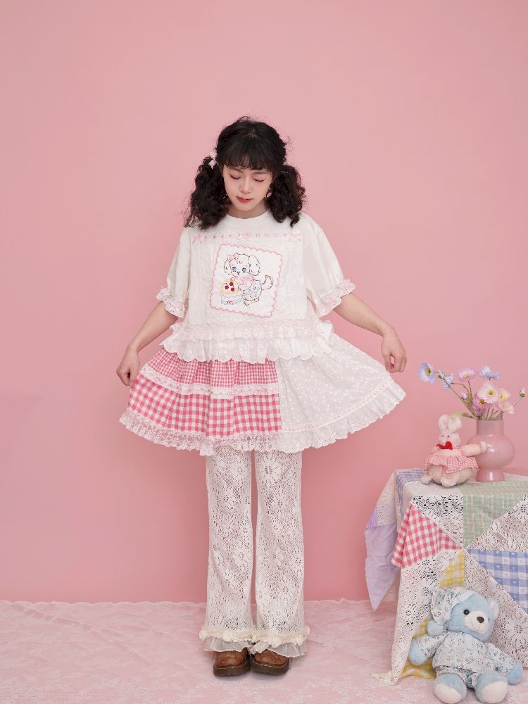 Embroidered Ribbon Lace T-Shirt【s0000012016】