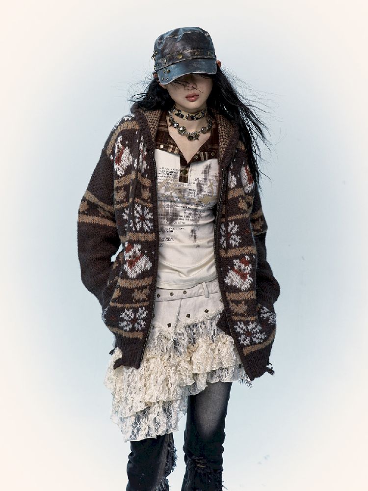 Mohair Wool Knit Cardigan Sweater【s0000011217】