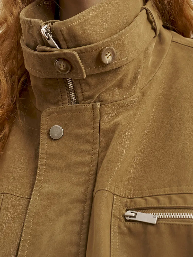 Stand Collar Motorcycle Leather Jacket【s0000014042】
