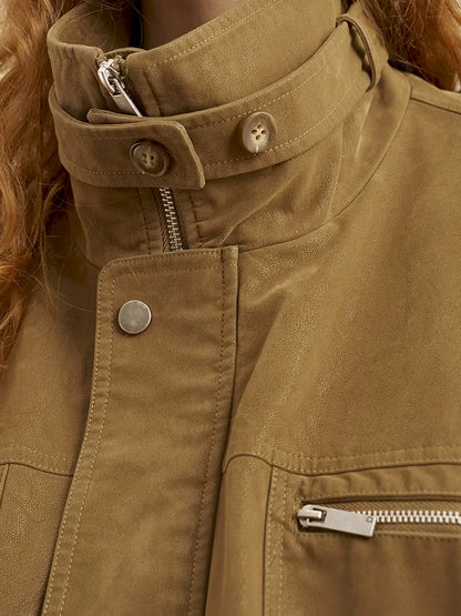 Stand Collar Motorcycle Leather Jacket【s0000014042】