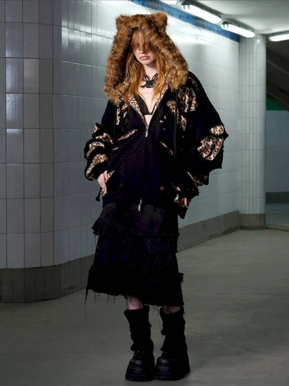 Leopard Print Rip Double Sweatshirt【s0000014646】