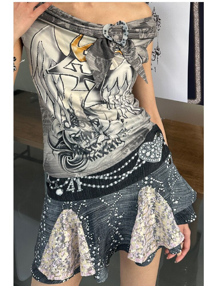 Imitation Denim Patchwork Skirt【s0000018066】
